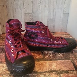 Converse Knitted Fabric High Top All Star Shoes Womens 8  Oxheart...